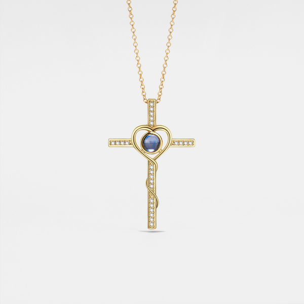 Custom Cross Photo Projection Necklace