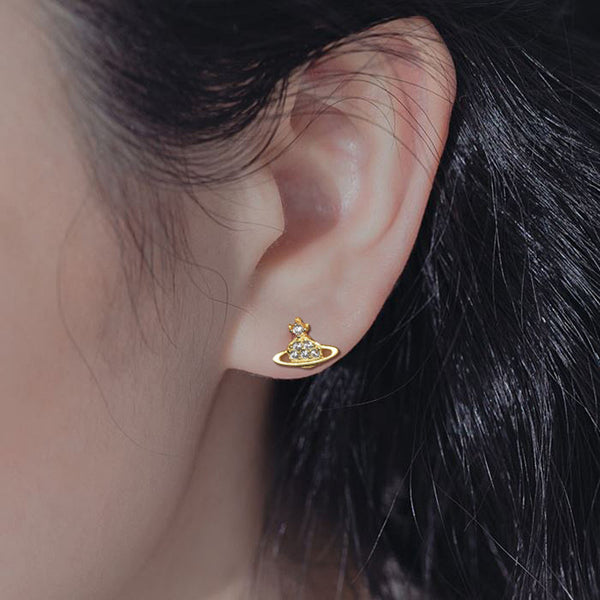 Planet Saturn Space Stud Earrings