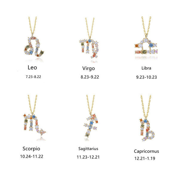 Rainbow Zodiac Sign Pendant Necklace