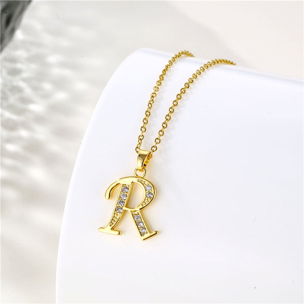 Gold Initial Letter Pendant Necklace