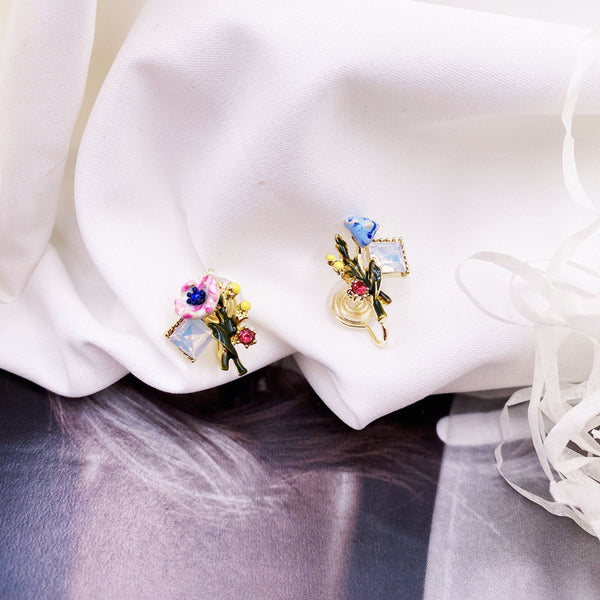 Dainty Flower Enamel Earrings