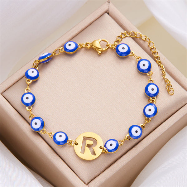 Initial LetterEvil Eye Charm Bracelet