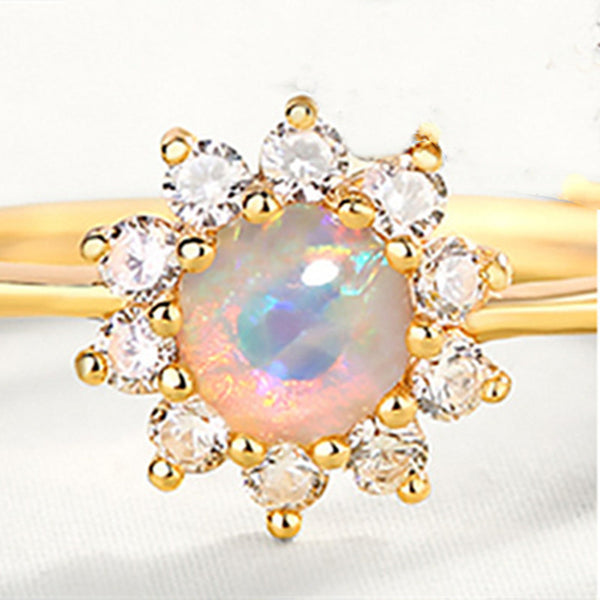 Gold Opal Sunflower Ring