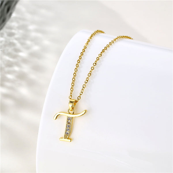 Gold Initial Letter Pendant Necklace