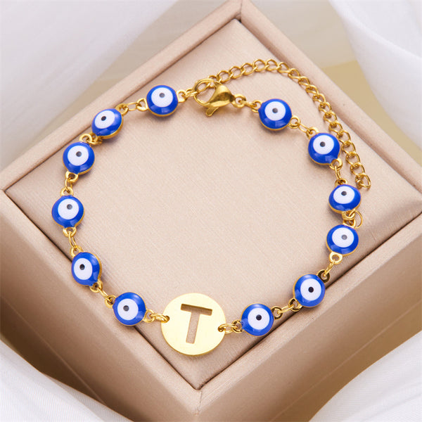 Initial LetterEvil Eye Charm Bracelet