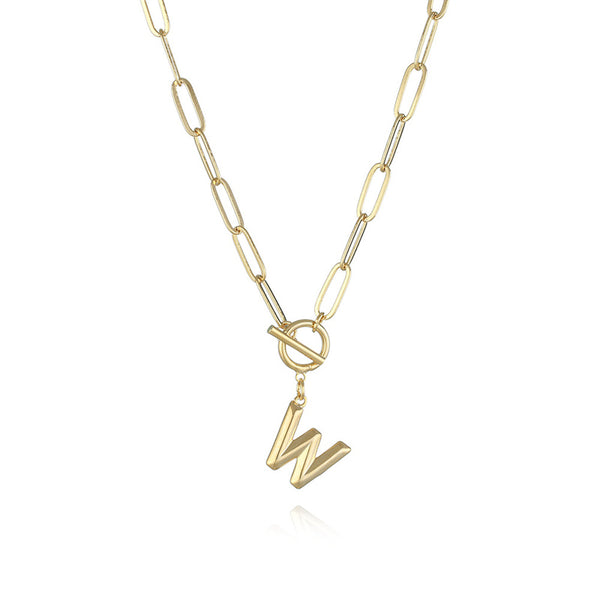 Gold Initial Letter Pendant Necklace