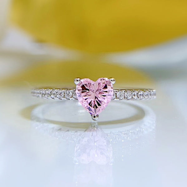 Pink Heart Pave Band Ring