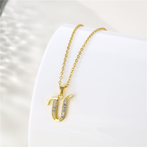 Gold Initial Letter Pendant Necklace