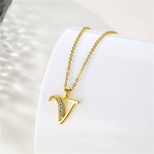 Gold Initial Letter Pendant Necklace