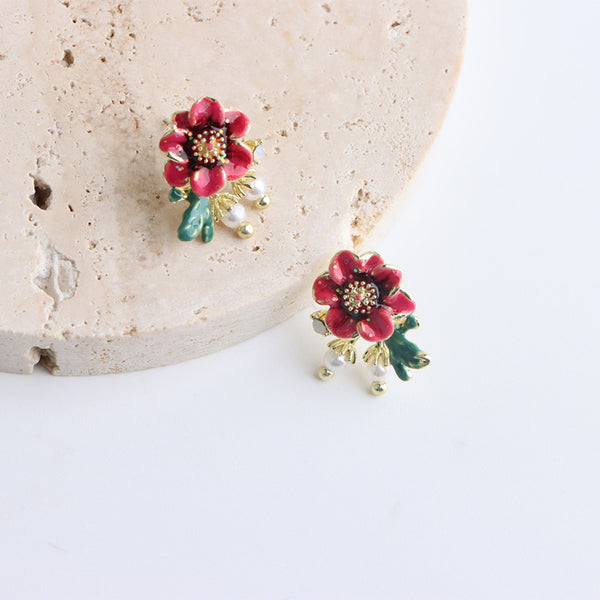 Dainty Flower Enamel Earrings