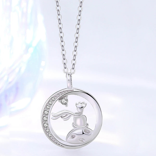 Little Prince Rose Flower Couple Necklace