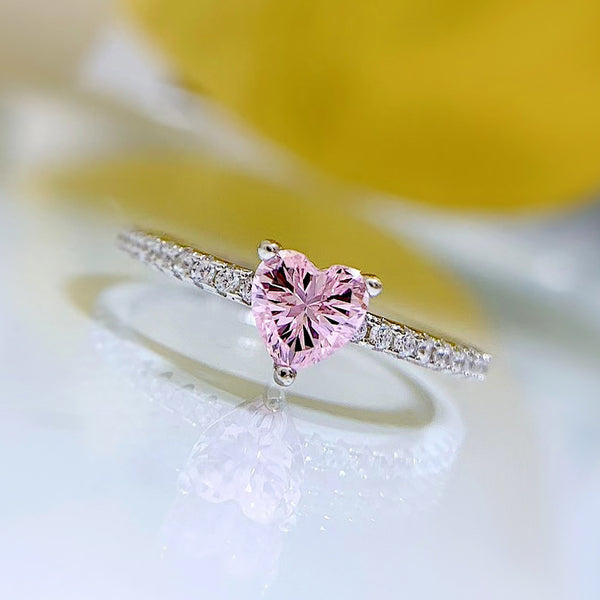 Pink Heart Pave Band Ring