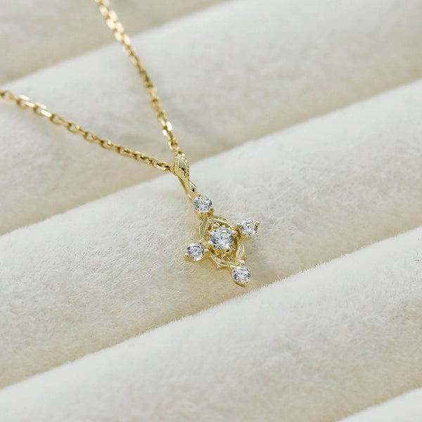 Gold Rose Flower Cross Necklace