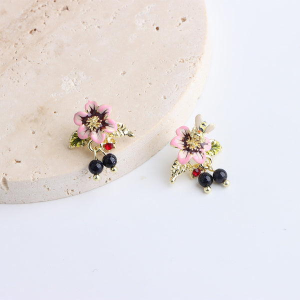 Dainty Flower Enamel Earrings