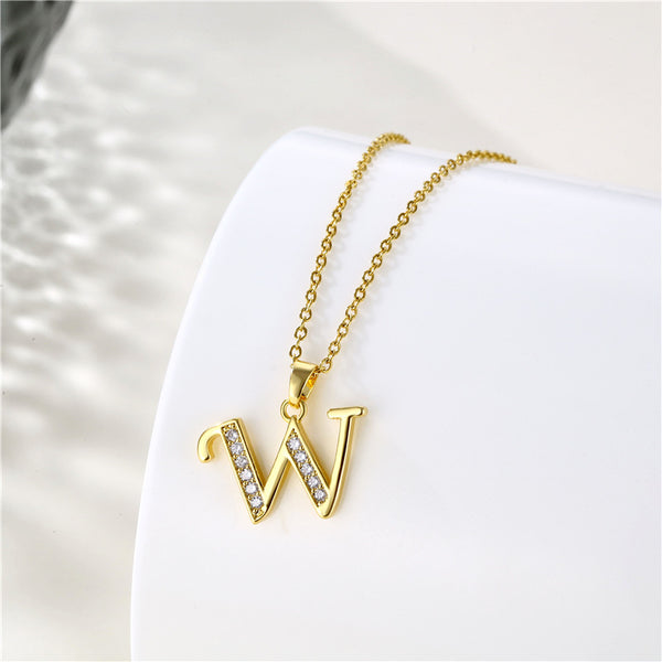 Gold Initial Letter Pendant Necklace