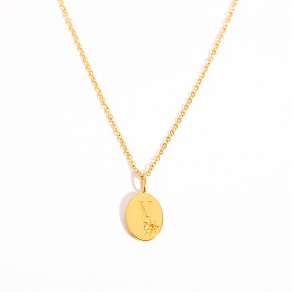 Gold Initial Letter Charm Necklace