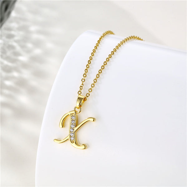 Gold Initial Letter Pendant Necklace