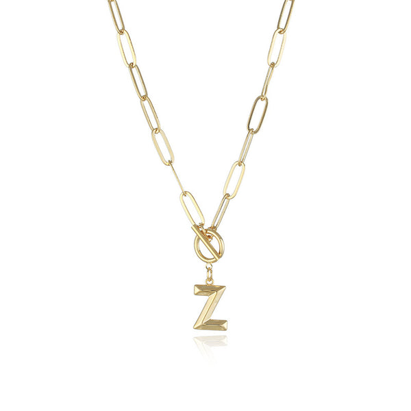 Gold Initial Letter Pendant Necklace