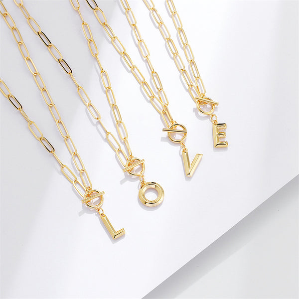 Gold Initial Letter Pendant Necklace