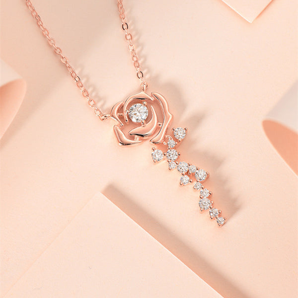 Moissanite Rose Flower Wedding Necklace