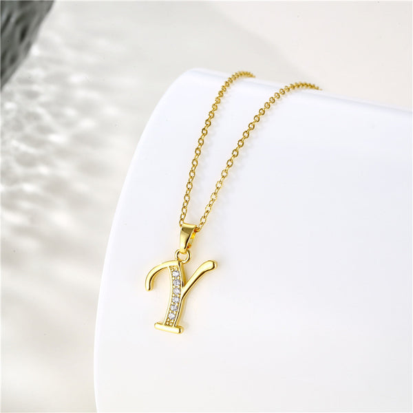 Gold Initial Letter Pendant Necklace