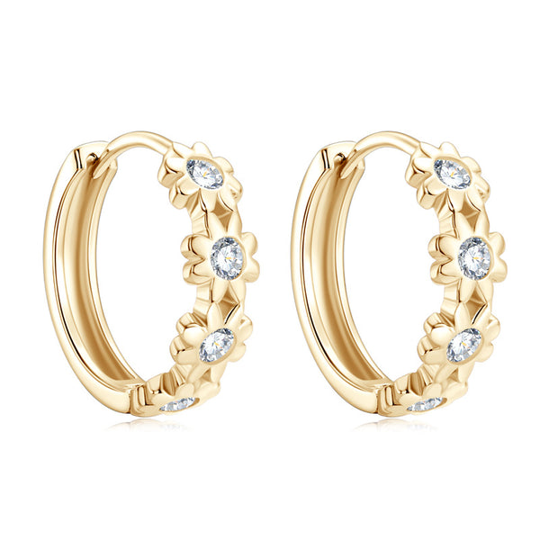 Moissanite Daisy Hoop Wedding Earrings