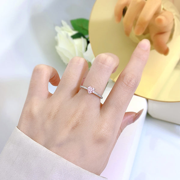 Pink Heart Pave Band Ring