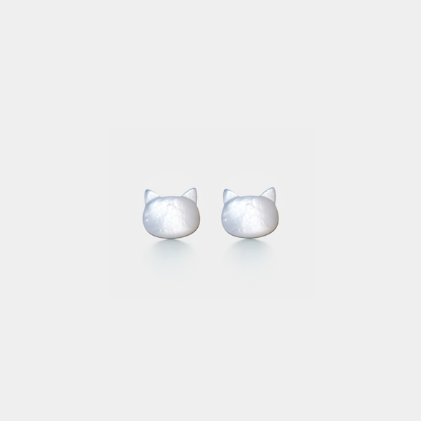 Mother of Pearl Cat Stud Earrings