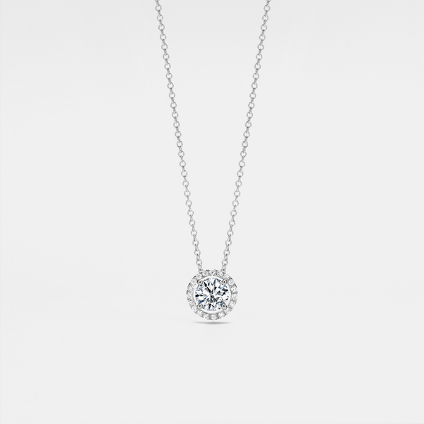 Moissanite Halo Circle Wedding Necklace