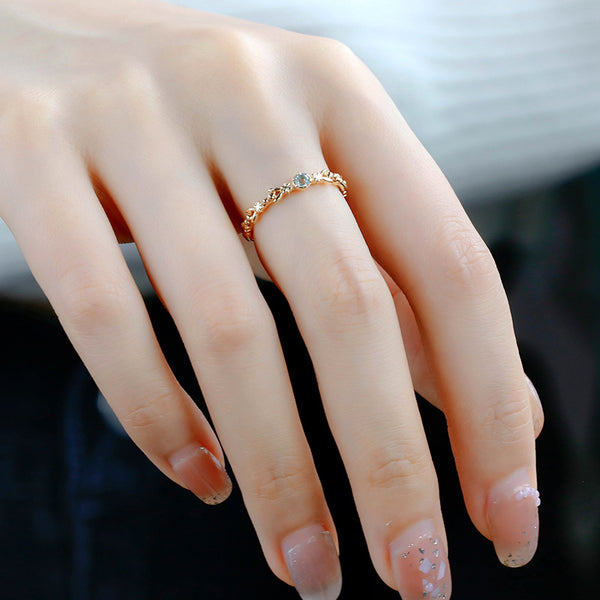 Vintage Aquamarine Flower Ring