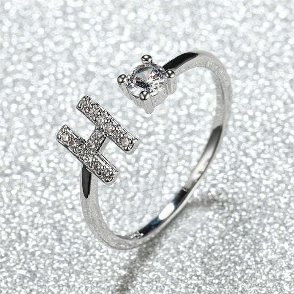 Initial Letter Adjustable Ring