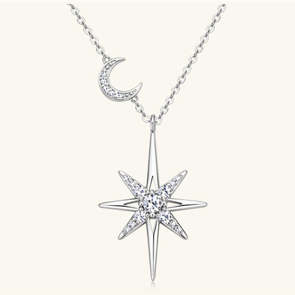 Moissanite Star Moon Necklace