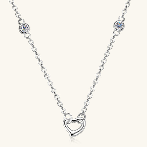 Moissanite Heart Charm Wedding Necklace