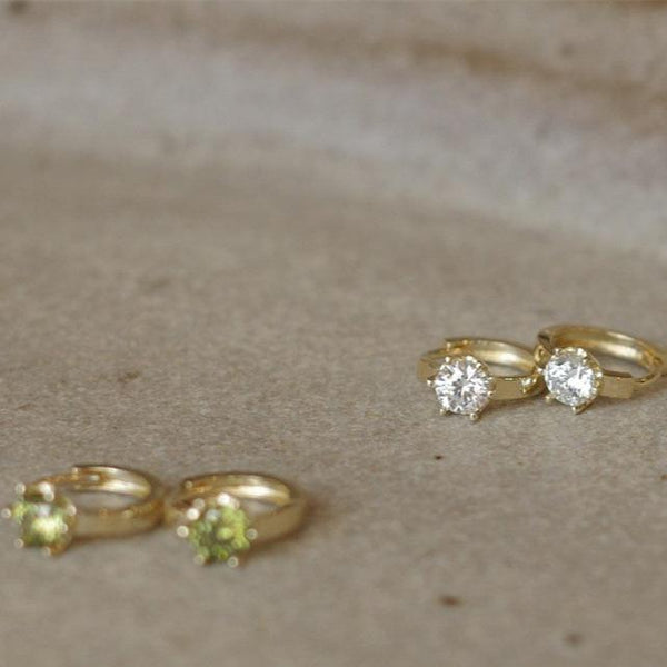 Delicate Peridot Gemstone Hoop Earrings