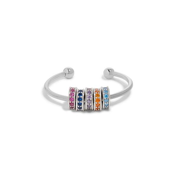 Rainbow Bead Anxiety Fidget Spinner Ring