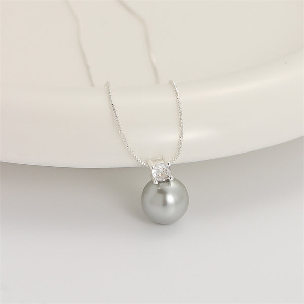 Single Lustrous Glass Pearl Bead Necklace