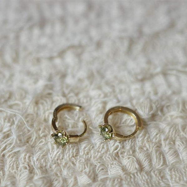 Delicate Peridot Gemstone Hoop Earrings