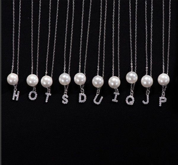 Custom Initial Letter Shell Pearl Necklace