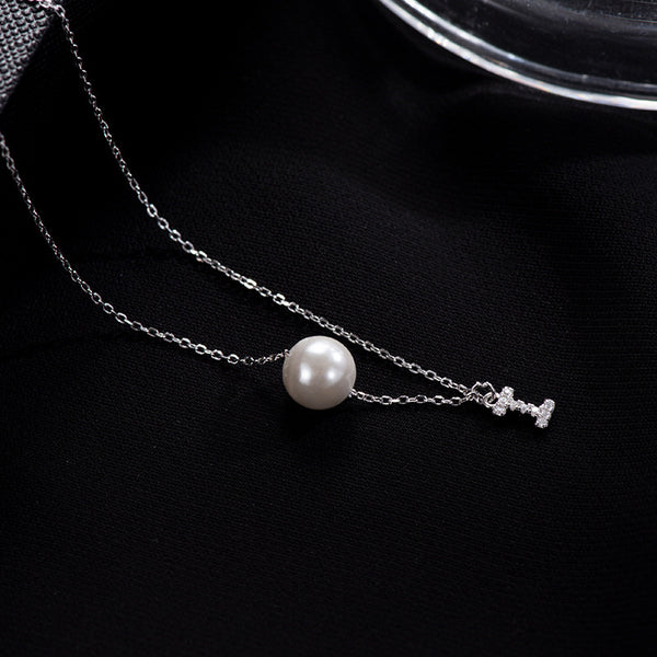 Custom Initial Letter Shell Pearl Necklace