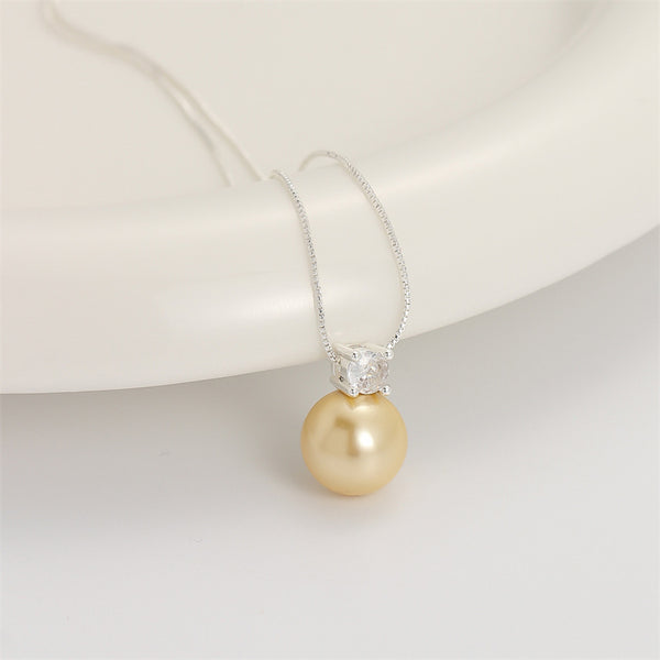 Single Lustrous Glass Pearl Bead Necklace