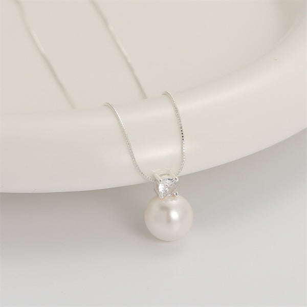 Single Lustrous Glass Pearl Bead Necklace