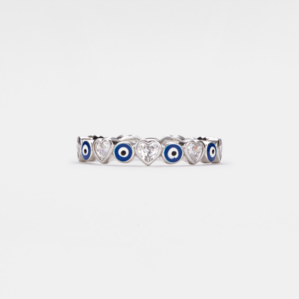 Evil Eye Heart Eternity Ring