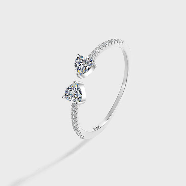 Double Heart Stacking Pave Ring