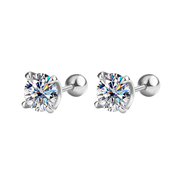 Round Color Moissanite Ball End Earrings