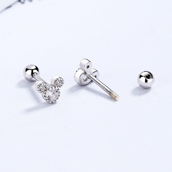 Mickey Mouse Ball End Stud Earrings