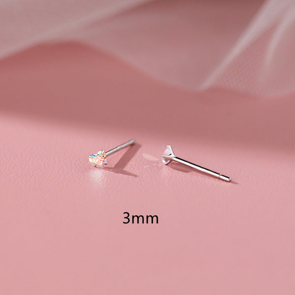 Dainty Tiny Small Pink Heart Stud Earrings