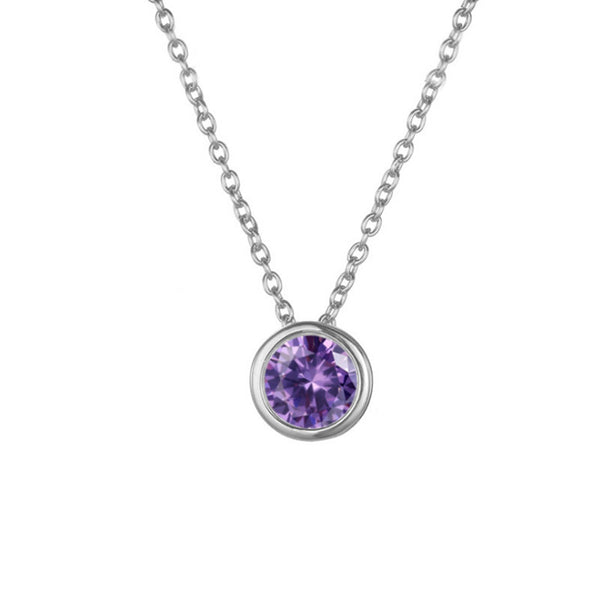 Birthstone Circle Charm Pendant Necklace