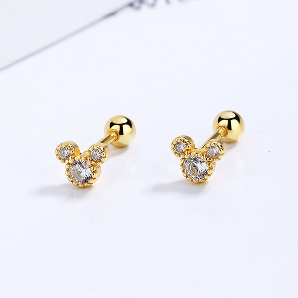 Mickey Mouse Ball End Stud Earrings