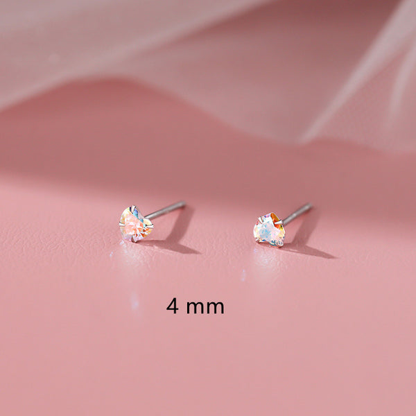 Dainty Tiny Small Pink Heart Stud Earrings