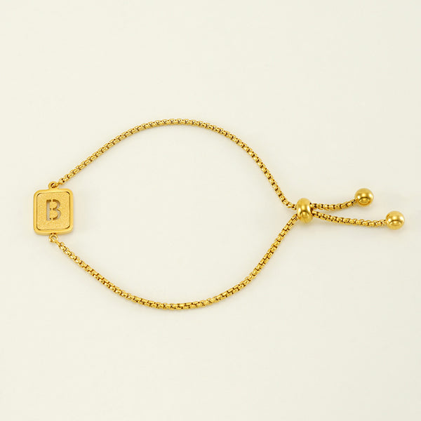 Initial Letter Square Charm Bracelet